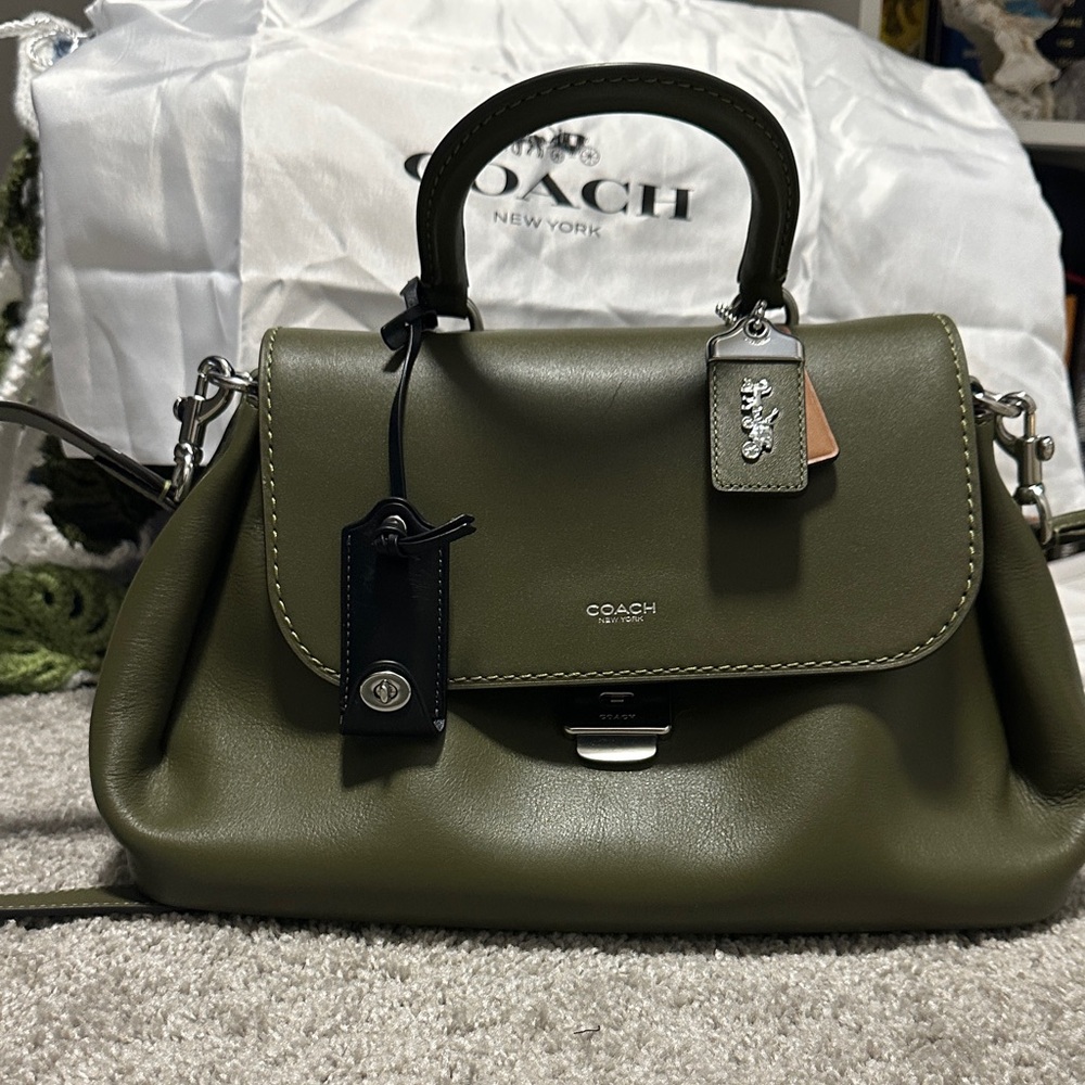 New Olive Rogue slouchy Coach Leather Satchel